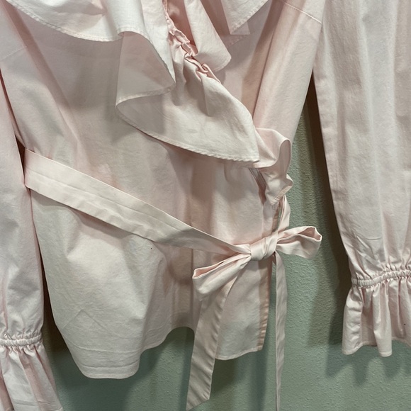 Rachel Parcell pink ruffle wrap blouse cotton - Picture 4 of 7